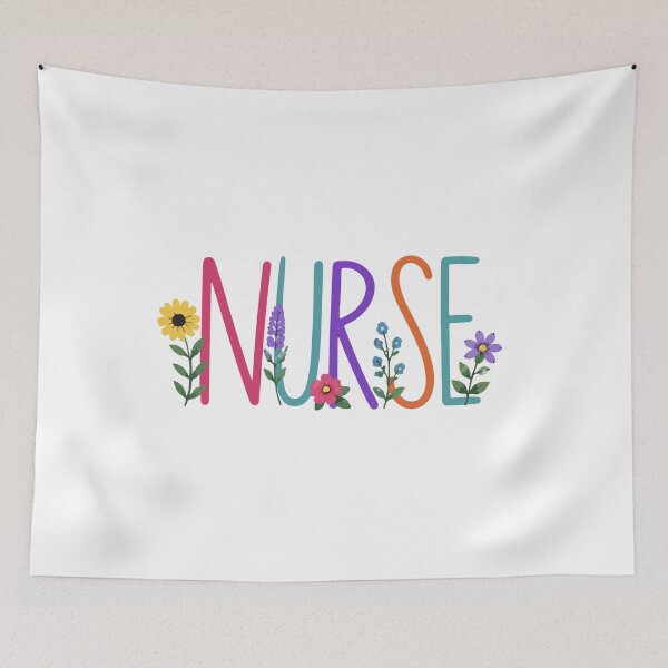 Item preview, NURSE Delicate Floral Lettering designed and sold by YNELENT.