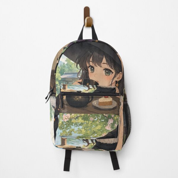 Item preview, Retro Anime Manga Witch and cat enjoying coffee time designed and sold by Vintage Designs +.