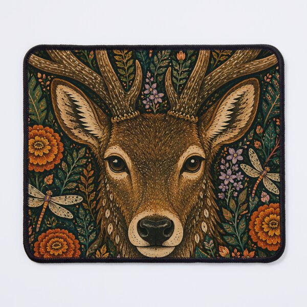 Item preview, Enchanted Forest Deer Floral Folk Art designed and sold by Jozefin's Studio.