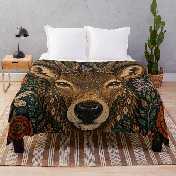 Item preview, Enchanted Forest Deer Floral Folk Art designed and sold by Jozefin's Studio.