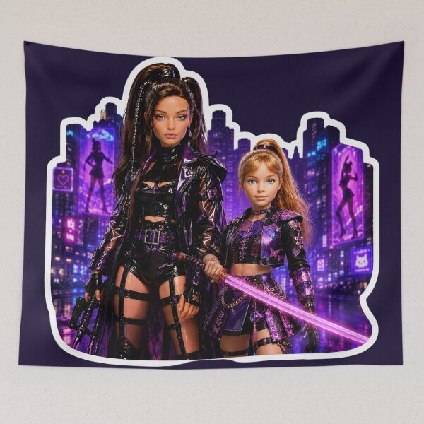 Item preview, Cyberpunk Mother Daughter Duo designed and sold by Moxie-Cat-Universe.