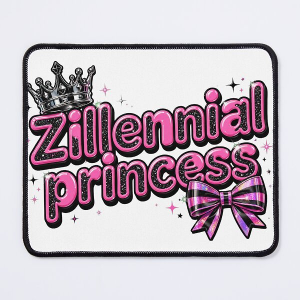 Item preview, Zillennial Princess Black and Hot Pink Edgy Baddie - Y2K Glitter Crown Bow Sticker designed and sold by Neurospicy Trolls.