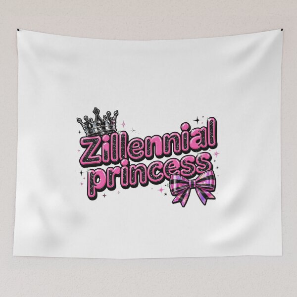 Item preview, Zillennial Princess Black and Hot Pink Edgy Baddie - Y2K Glitter Crown Bow Sticker designed and sold by Neurospicy Trolls.