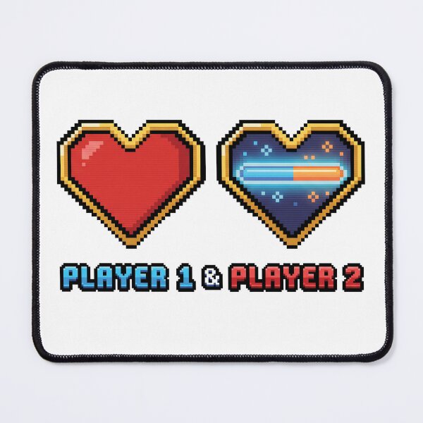 Item preview, Player 1 Player 2 Pixel Heart Gamer Couple designed and sold by BobbyTee Merch.