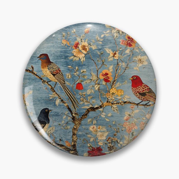 Item preview, Chinese Oriental Bird Floral Tapestry Vintage Textile Pattern designed and sold by GrinGalore.
