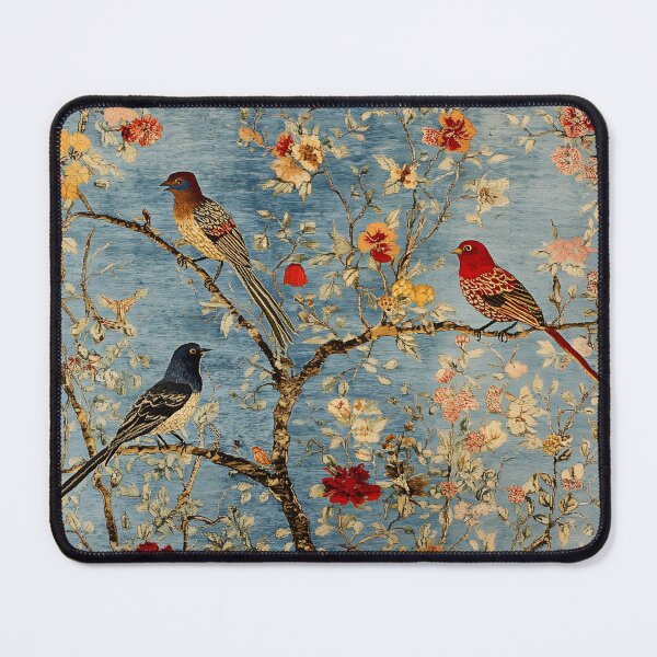 Item preview, Chinese Oriental Bird Floral Tapestry Vintage Textile Pattern designed and sold by GrinGalore.