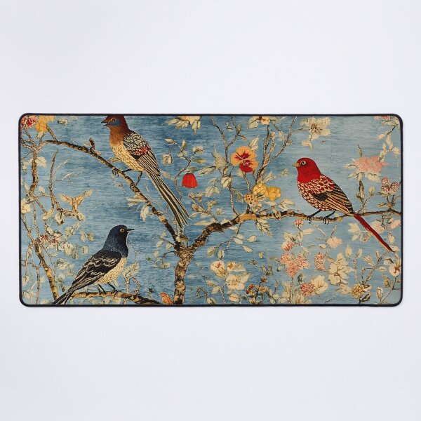 Item preview, Chinese Oriental Bird Floral Tapestry Vintage Textile Pattern designed and sold by GrinGalore.