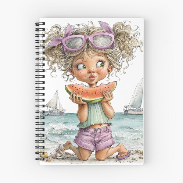 Item preview, Cute girl eating mellon - whimsical design designed and sold by Lines, forms and colors.