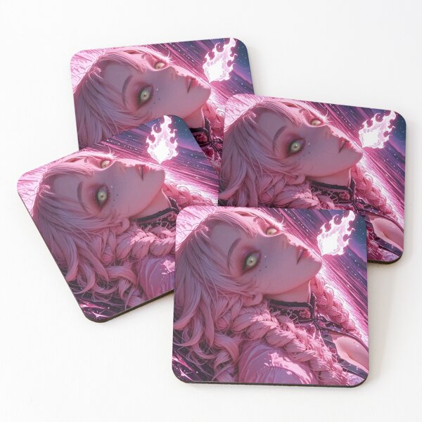 Item preview, Pink Flame Siren – Gothic Anime Girl with Pink Braids and Cosmic Fire designed and sold by Dyan4.