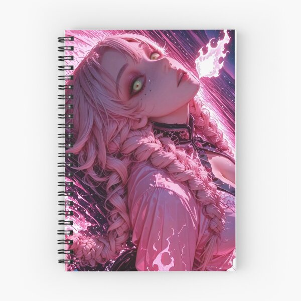 Item preview, Pink Flame Siren – Gothic Anime Girl with Pink Braids and Cosmic Fire designed and sold by Dyan4.