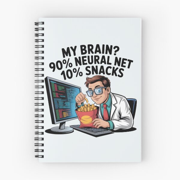 Item preview, My Brain? 90% Neural Net 10% Snacks – Funny AI Humor Design designed and sold by Jollys-ArtShop.