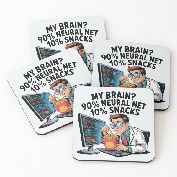 Item preview, My Brain? 90% Neural Net 10% Snacks – Funny AI Humor Design designed and sold by Jollys-ArtShop.