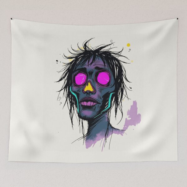 Item preview, Neon Pink Eyes Gothic Zombie Sketch Art designed and sold by ERODED SELF.