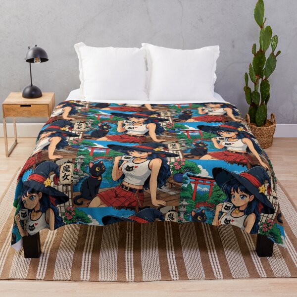 Item preview, Retro Anime Manga Witch and cat enjoying coffee time designed and sold by Vintage Designs +.