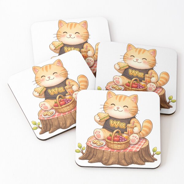 Item preview, Kawaii Orange Cat Having a Picnic Cute Cartoon Animal Design designed and sold by Wawa5656.