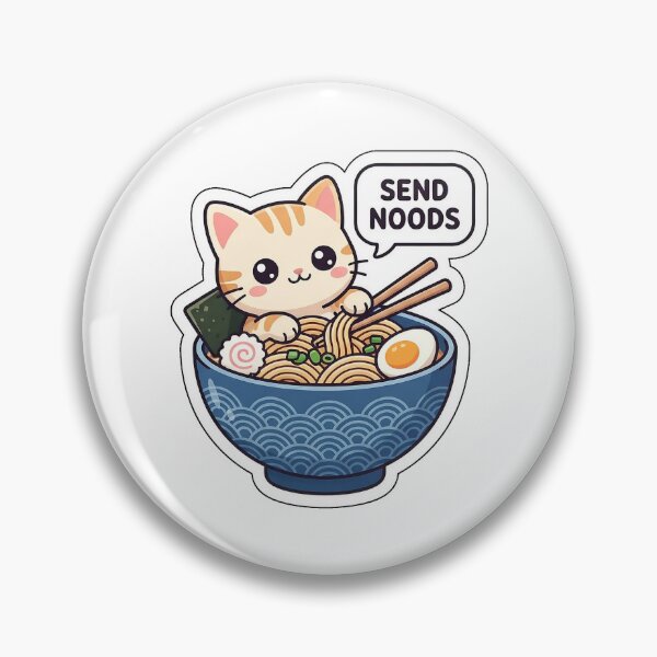 Item preview, Send Noods, Please! - Cute Cat in Ramen Bowl Sticker with Text designed and sold by SimpleP.
