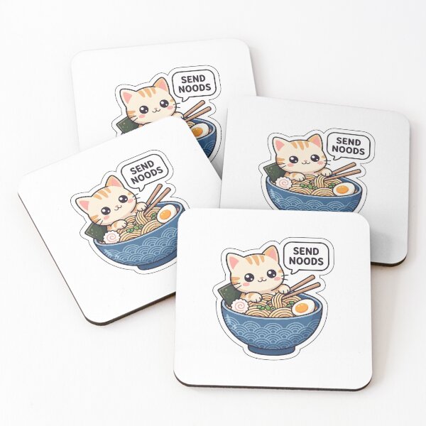 Item preview, Send Noods, Please! - Cute Cat in Ramen Bowl Sticker with Text designed and sold by SimpleP.