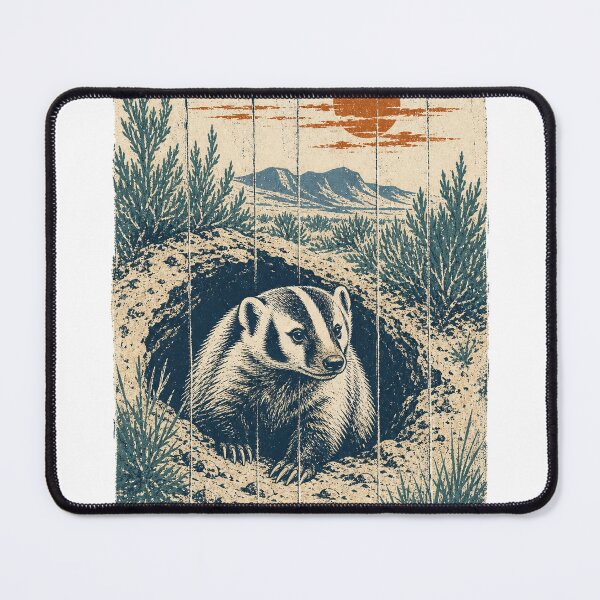 Item preview, American Badger in the Sagebrush Flat Wild Animal Animal Nature Art designed and sold by VisualArtsOasis.