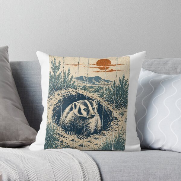 Item preview, American Badger in the Sagebrush Flat Wild Animal Animal Nature Art designed and sold by VisualArtsOasis.