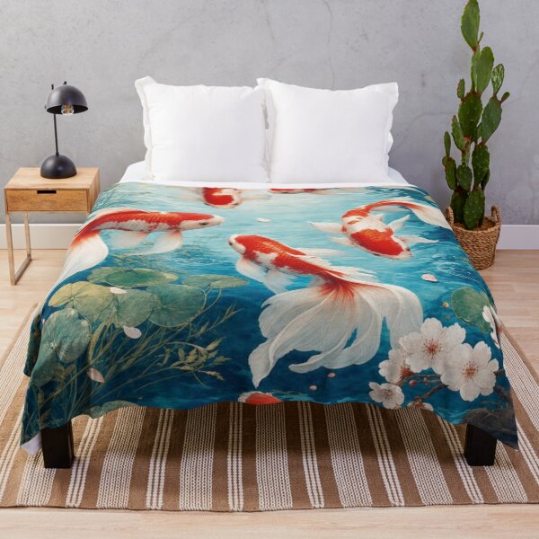 Item preview, Japanese Koi Fish and Sakura Pond – Elegant Japanese Garden Art designed and sold by vekotpu.