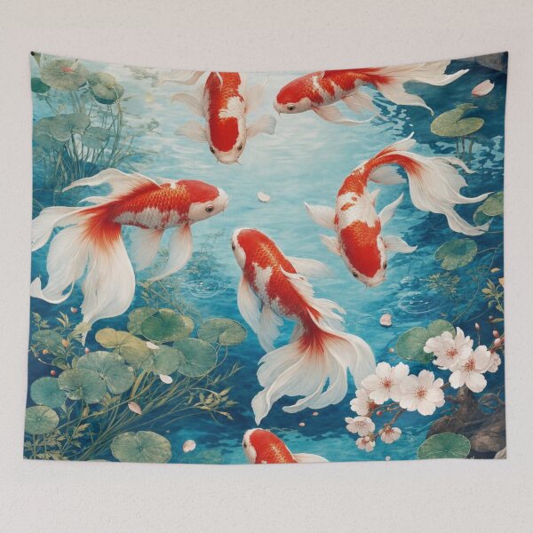 Item preview, Japanese Koi Fish and Sakura Pond – Elegant Japanese Garden Art designed and sold by vekotpu.