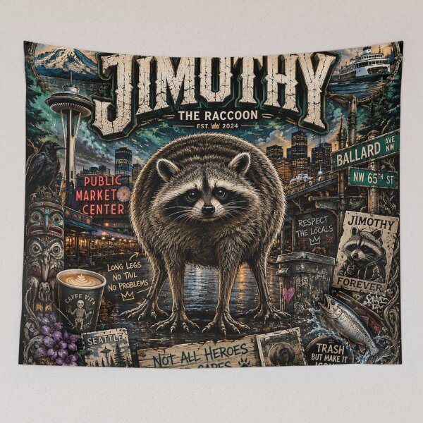 Item preview, Jimothy the Seattle Raccoon Shirt | Ballard Legend | Funny Viral Raccoon Graphic Tee | Pacific Northwest Animal Art designed and sold by getpressedshirt.
