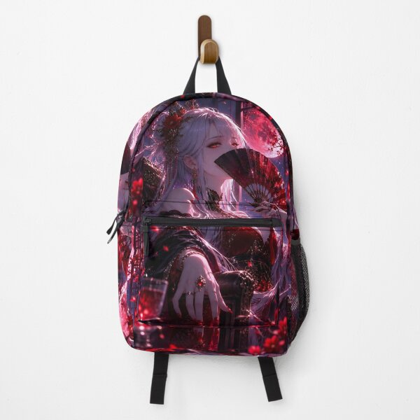 Item preview, Crimson Moon Empress – Gothic Anime Woman with Red Fan and Lunar Aesthetic designed and sold by Dyan4.
