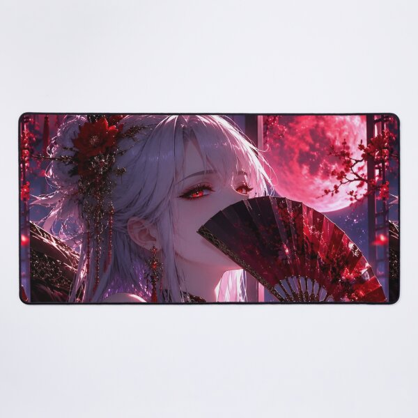 Item preview, Crimson Moon Empress – Gothic Anime Woman with Red Fan and Lunar Aesthetic designed and sold by Dyan4.