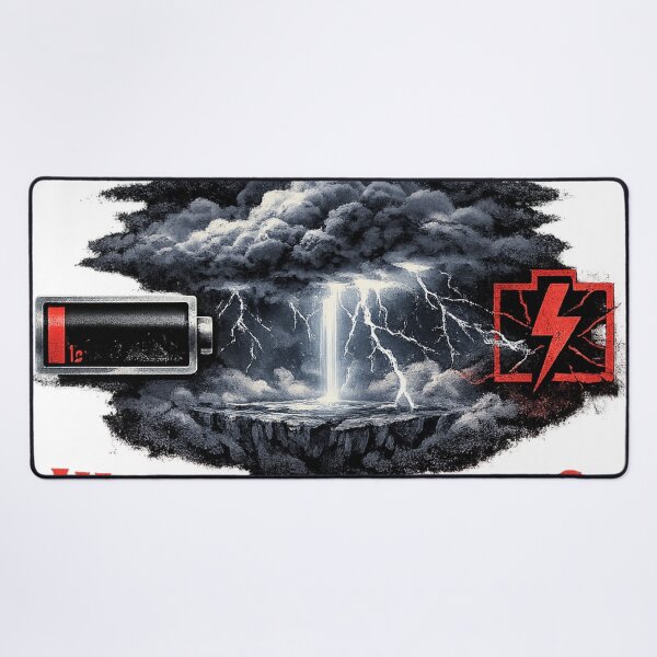 Item preview, Low Battery High Expectations – Funny 1% Battery Storm Streetwear T-Shirt designed and sold by ROHIT DHAMECHA.