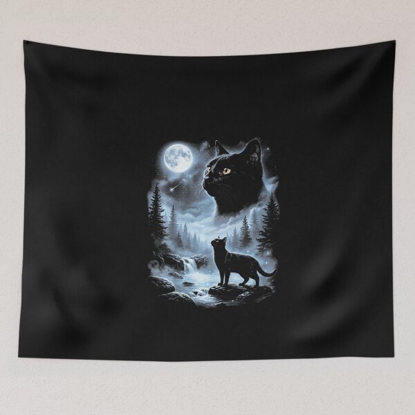 Item preview, Black Cat Howling At Moon 9039S Retro  designed and sold by ChaosColorCo.