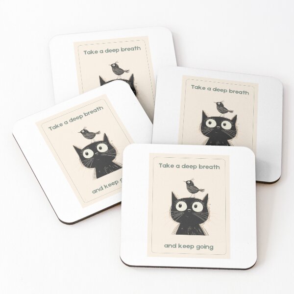 Item preview, Take a Breath and Keep Going – Cute Cat Motivational Art designed and sold by Rooted & Co.