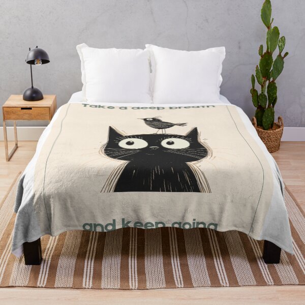 Item preview, Take a Breath and Keep Going – Cute Cat Motivational Art designed and sold by Rooted & Co.