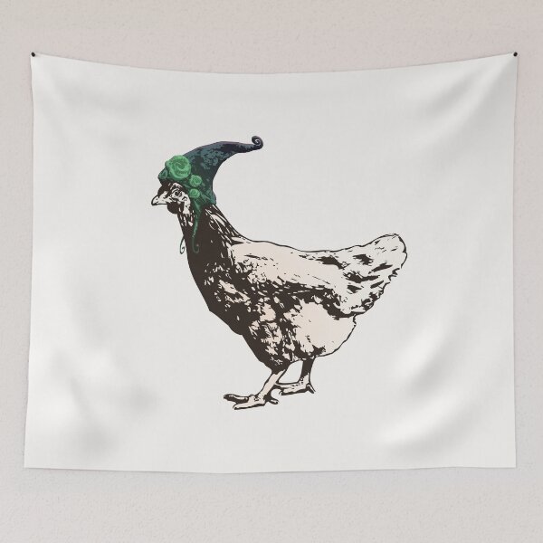 Item preview, I'll Be Your Pixie Chicken - Sepia Chicken Wearing A Hat designed and sold by LittleMissTyne.
