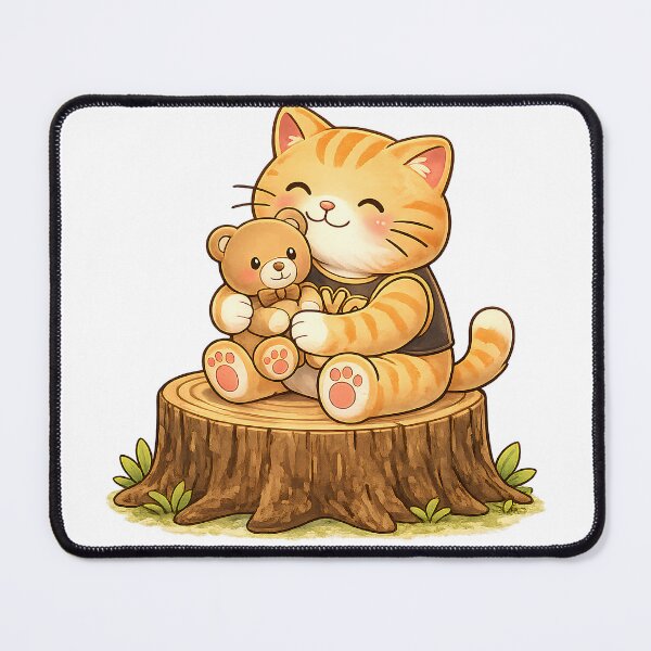 Item preview, Kawaii Orange Cat Hugging a Teddy Bear Cute Cartoon Animal Design designed and sold by Wawa5656.