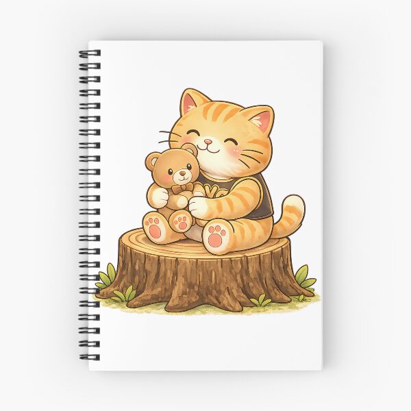 Item preview, Kawaii Orange Cat Hugging a Teddy Bear Cute Cartoon Animal Design designed and sold by Wawa5656.