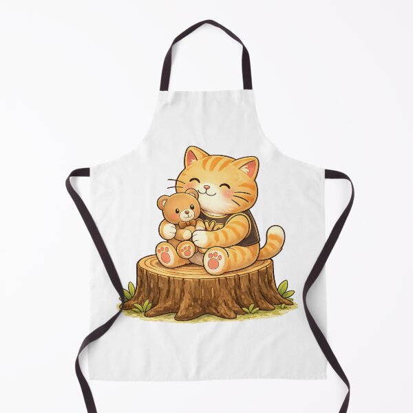 Item preview, Kawaii Orange Cat Hugging a Teddy Bear Cute Cartoon Animal Design designed and sold by Wawa5656.
