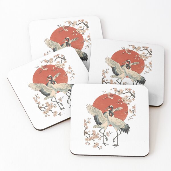 Item preview, Japanese Crane Dance Cherry Blossom Sun Art designed and sold by BobbyTee Merch.