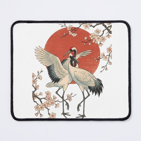 Item preview, Japanese Crane Dance Cherry Blossom Sun Art designed and sold by BobbyTee Merch.