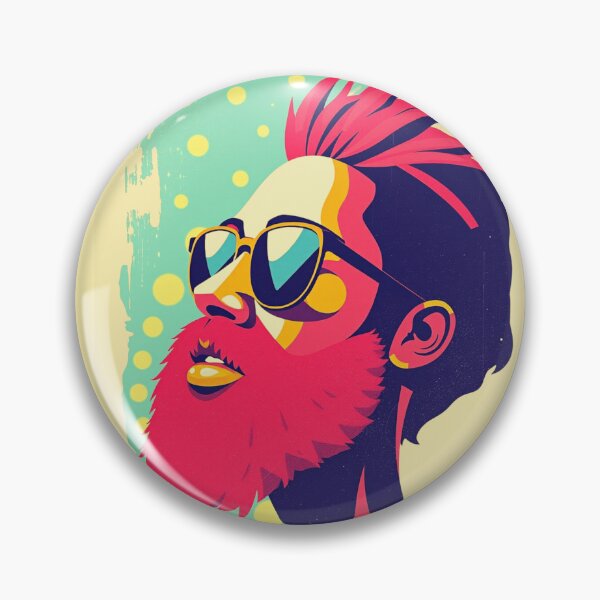 Item preview, Retro Neon Pink Beard Sunglasses Pop Art designed and sold by ERODED SELF.