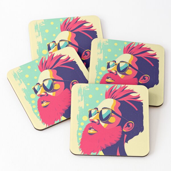 Item preview, Retro Neon Pink Beard Sunglasses Pop Art designed and sold by ERODED SELF.