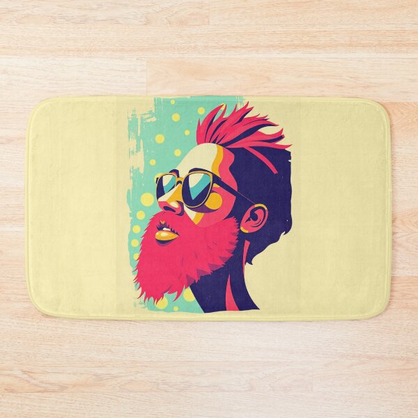 Item preview, Retro Neon Pink Beard Sunglasses Pop Art designed and sold by ERODED SELF.