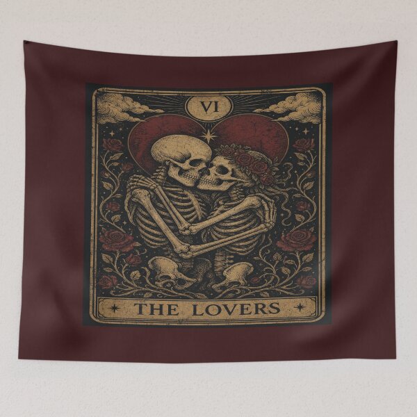 Item preview, The Lovers Tarot Card Vintage Skeleton Couple Art designed and sold by Aliplus+.