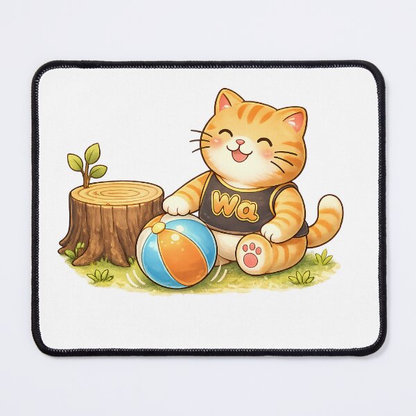 Item preview, Kawaii Orange Cat Playing with a Ball Cute Cartoon Animal Design designed and sold by Wawa5656.