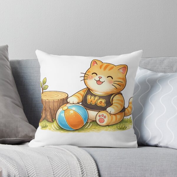 Item preview, Kawaii Orange Cat Playing with a Ball Cute Cartoon Animal Design designed and sold by Wawa5656.