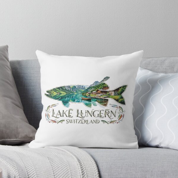 Item preview, Lake Lungern Switzerland Fishing Sticker designed and sold by Imaginarium of Chaos falcon88 .