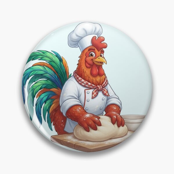 Item preview, Funny Rooster Chef Kneading Dough Baking Art designed and sold by BreezifyDesignStudio.