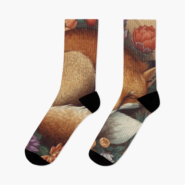 Item preview, Sleeping Fox Floral Illustration – Cozy Pastel Animal Art for Nursery Decor designed and sold by Art70shop.