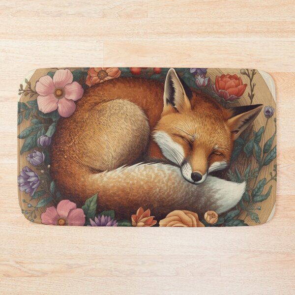 Item preview, Sleeping Fox Floral Illustration – Cozy Pastel Animal Art for Nursery Decor designed and sold by Art70shop.