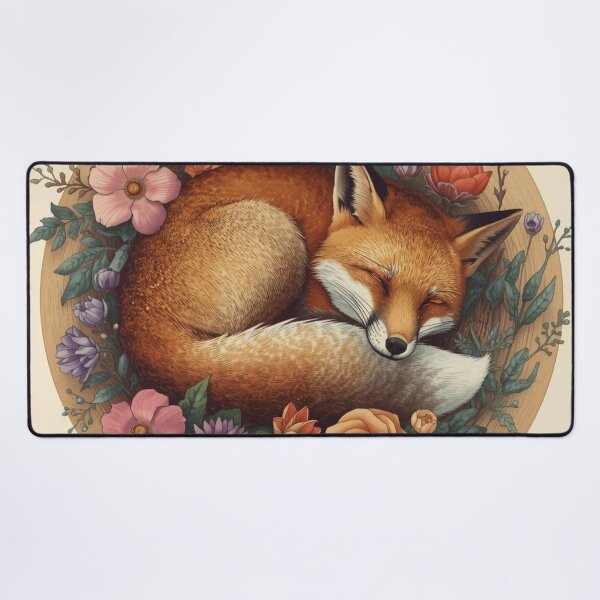 Item preview, Sleeping Fox Floral Illustration – Cozy Pastel Animal Art for Nursery Decor designed and sold by Art70shop.
