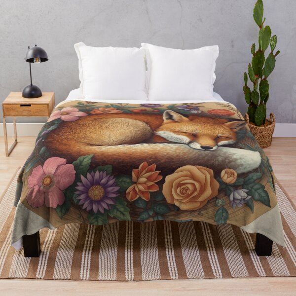 Item preview, Sleeping Fox Floral Illustration – Cozy Pastel Animal Art for Nursery Decor designed and sold by Art70shop.